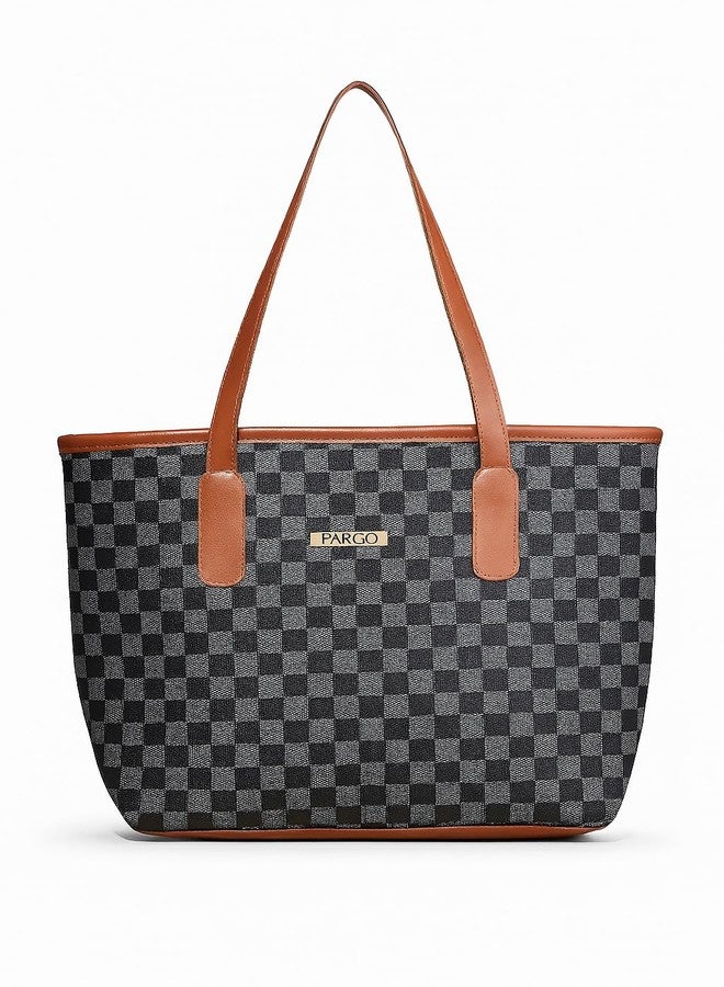 Fargo PU Women's Stylish Handbag Color Block Black - Image 1